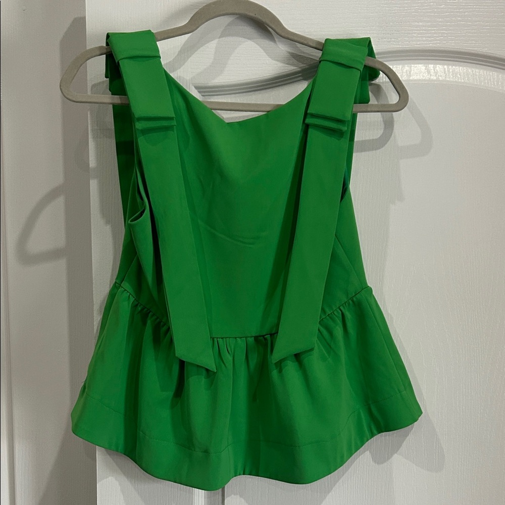 Entro Bright Green Sleeveless Peplum Top